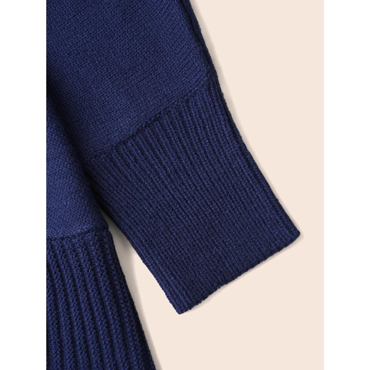 Plus Size Winter Wonderland Shawl Collar Open Cardigan Indigo Women Casual Loose Long Sleeve Everyday Cardigans BloomChic 28/5X Product Image