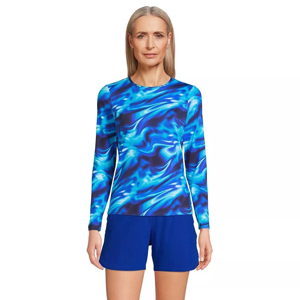 Petite Lands' End UPF 50 Long Sleeve Rash Guard, Women's, Size: XXS Petite, White Paisley Floral Product Image