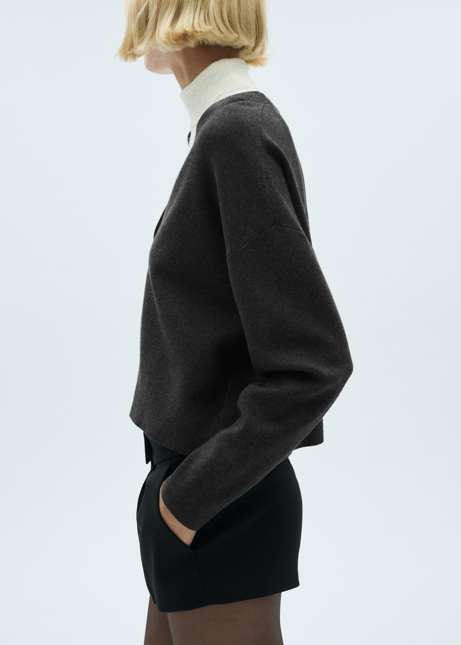 V-neck knitted cardigan - Women | MANGO USA Product Image