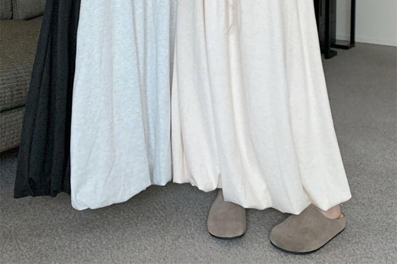 Drawstring Waist Plain Maxi A-Line Skirt Product Image