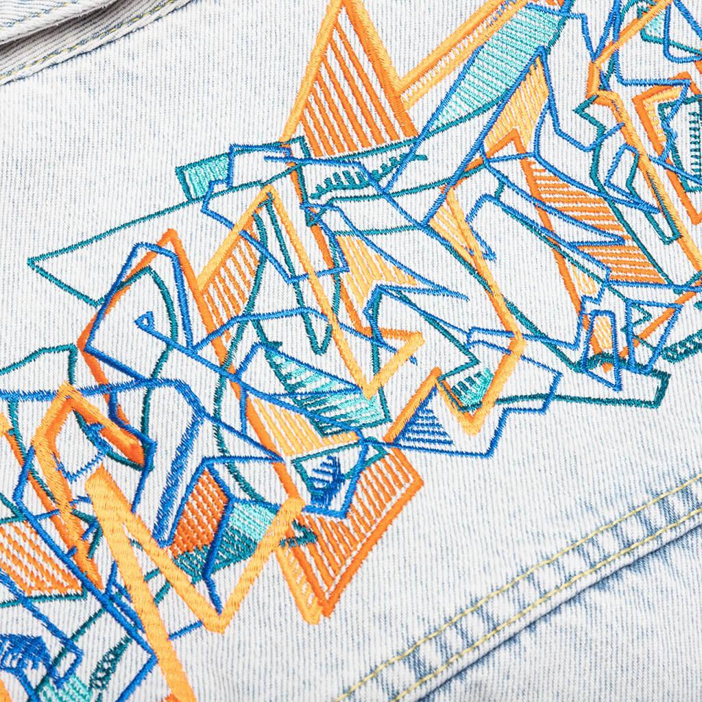 Graffiti EMB Denim Skate Jacket - Extreme Blue Male Product Image