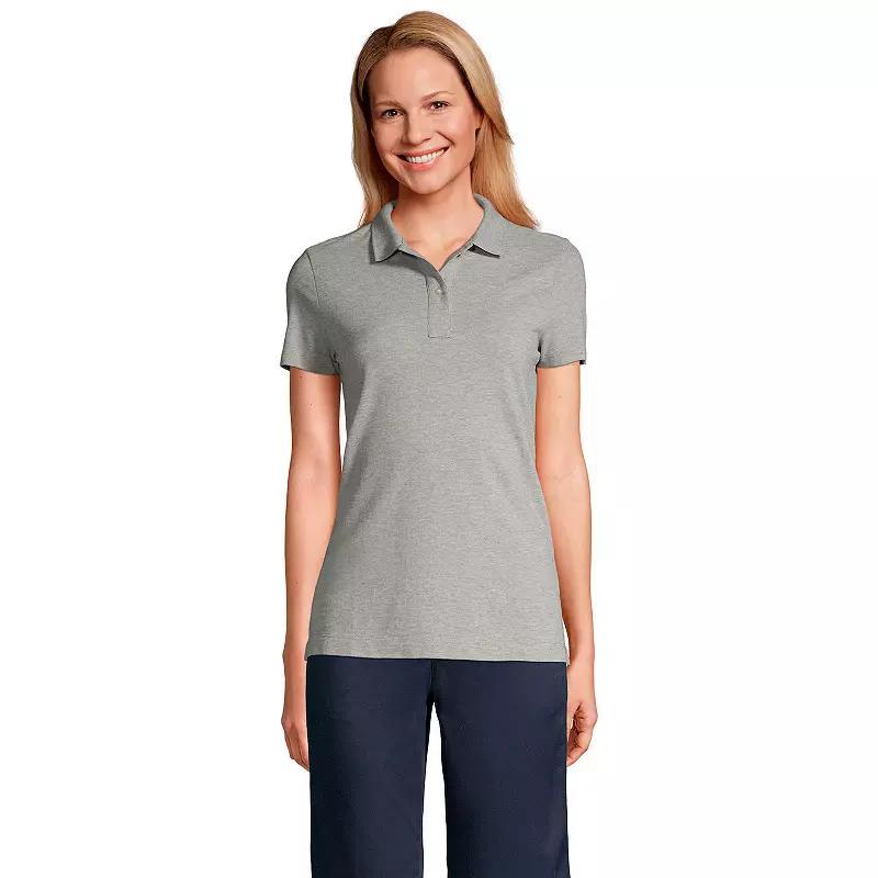 Womens Lands End School Uniform Short Sleeve Mesh Polo Shirt Red Product Image