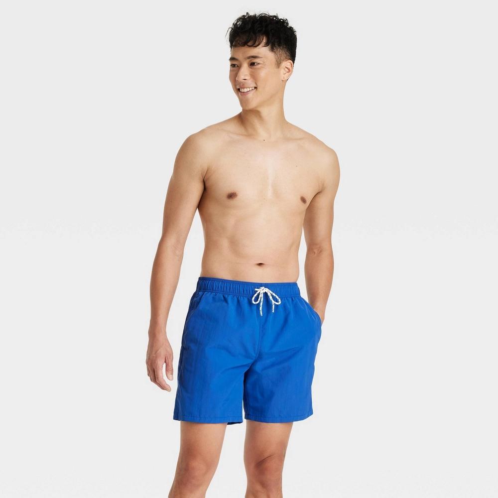 Men's 7" Swim Trunks - Goodfellow & Co™ Blue S: Mesh Liner, Elastic Waist, UPF 50+ Product Image