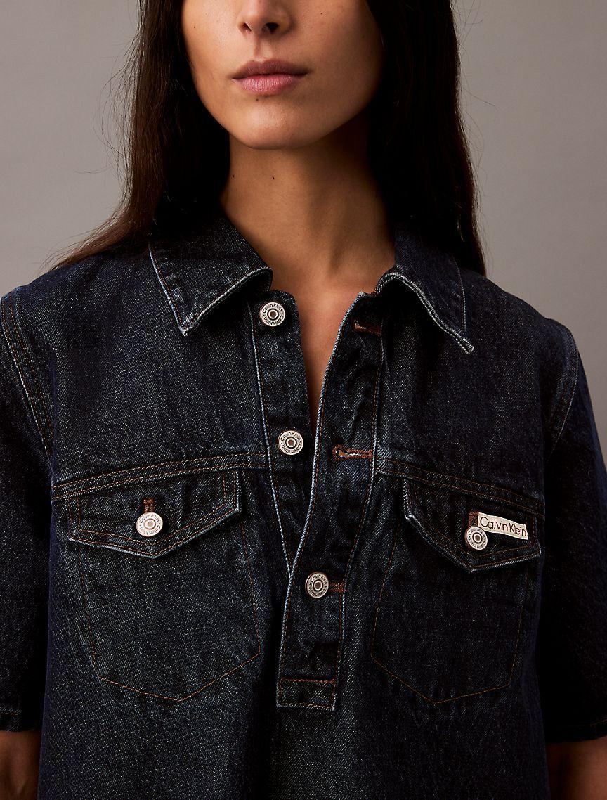 Relaxed Denim Mini Shirt Dress Product Image