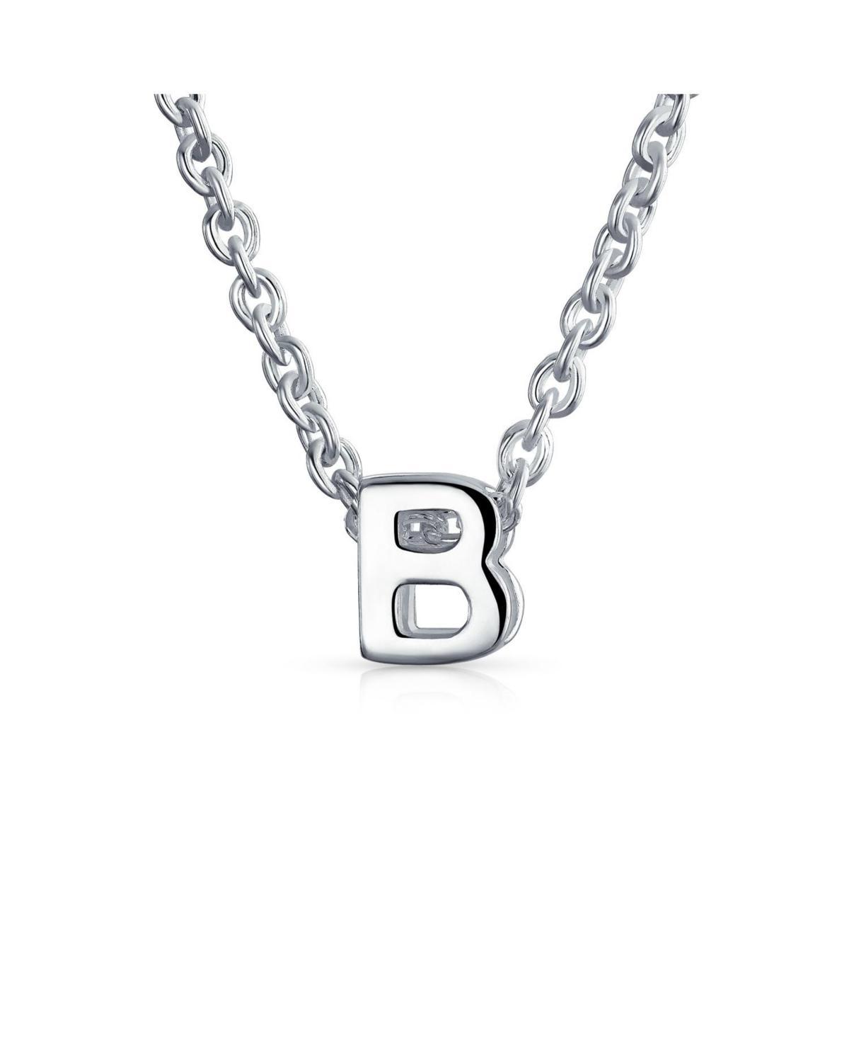 Bling Jewelry Tiny Block Letters Alphabet Pendant 925 Sterling Silver Initial Necklace For Women Product Image