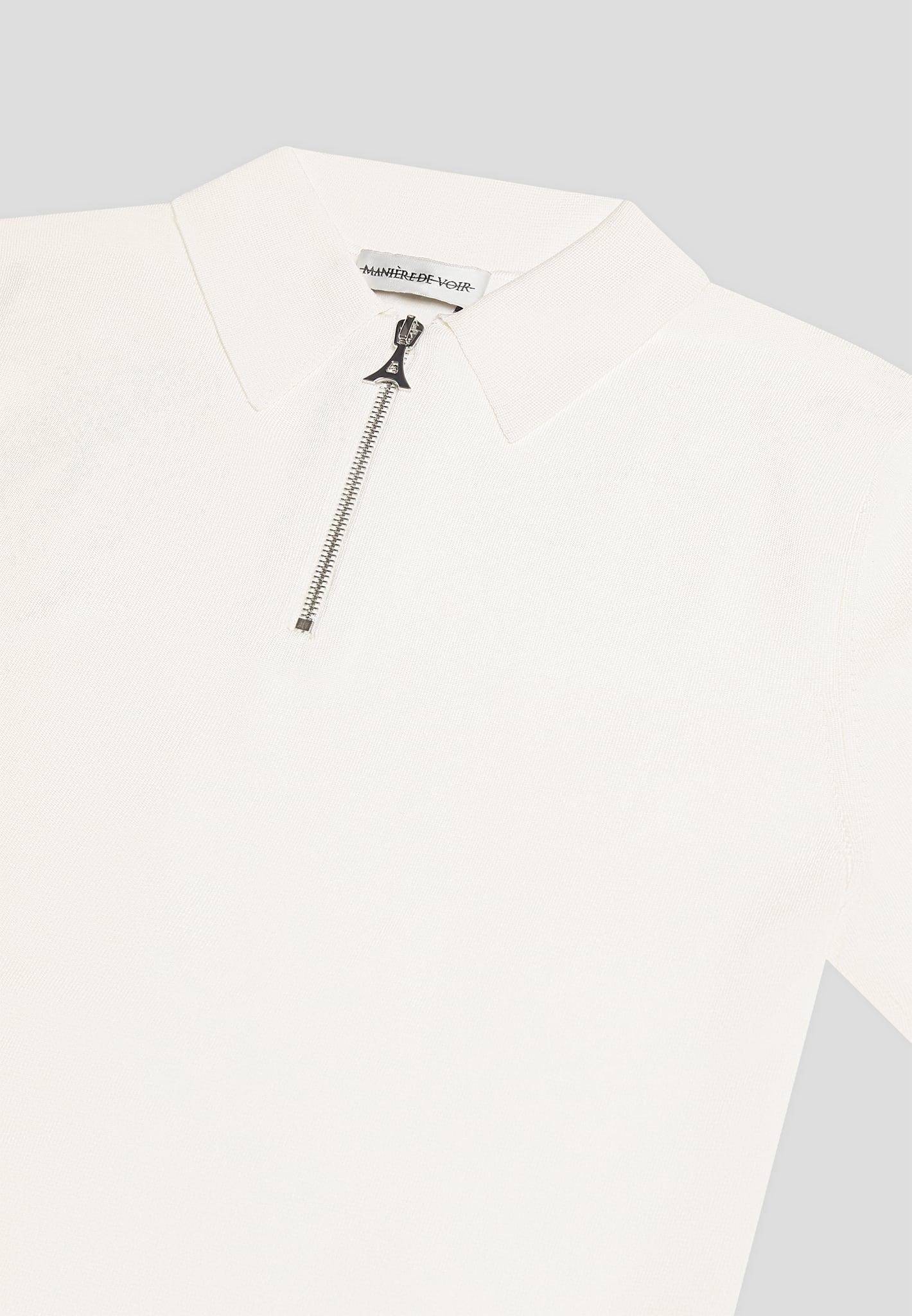 Luxe Polo Top With Zip - Off White Male Product Image