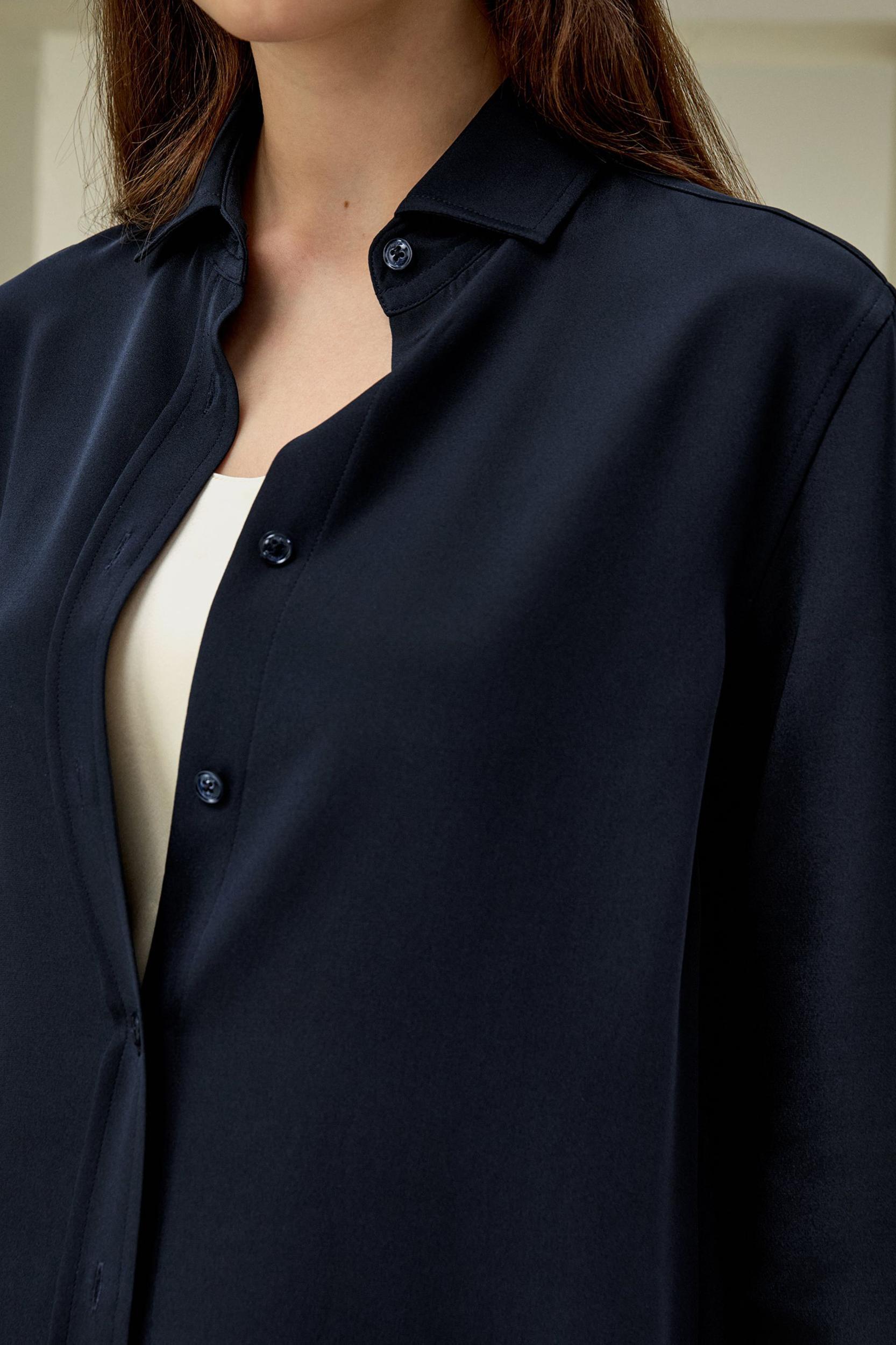Classic Longline Silk Shirt Product Image