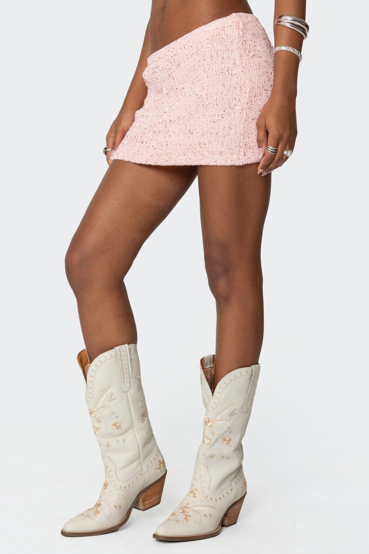Shaylee Sequin Knit Mini Skirt Product Image