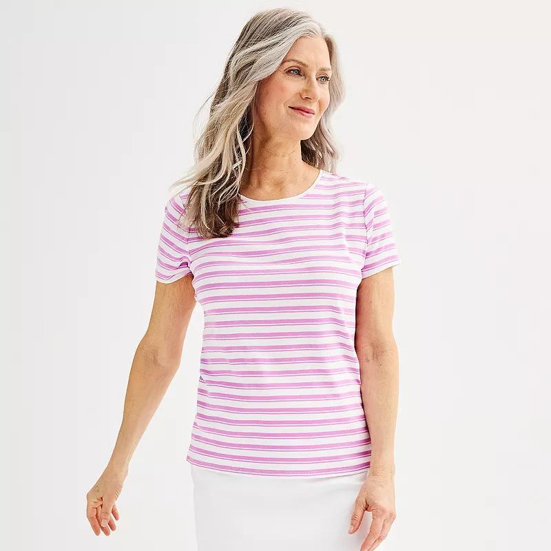 Women's Croft & Barrow® Essential Crewneck Tee, Size: XL, Blue Classic Stripe Product Image