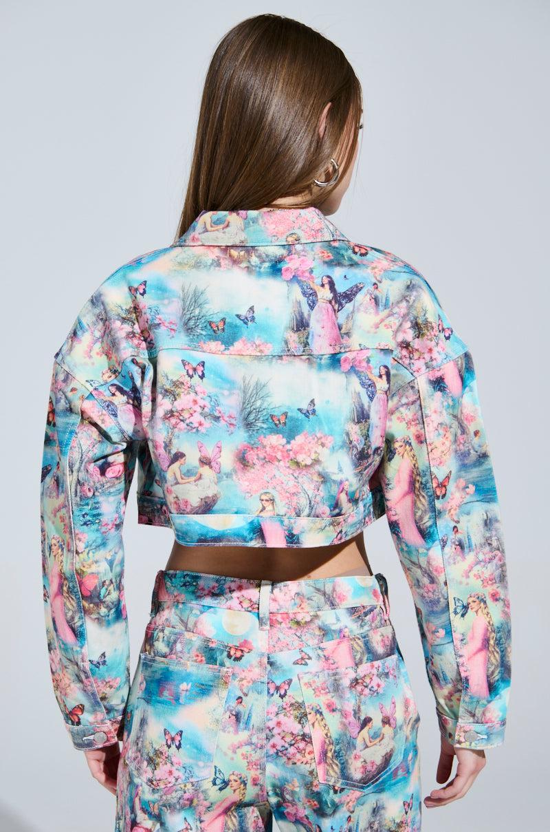 AKIRA Female Fantasy Printed Denim Jacket Product Image