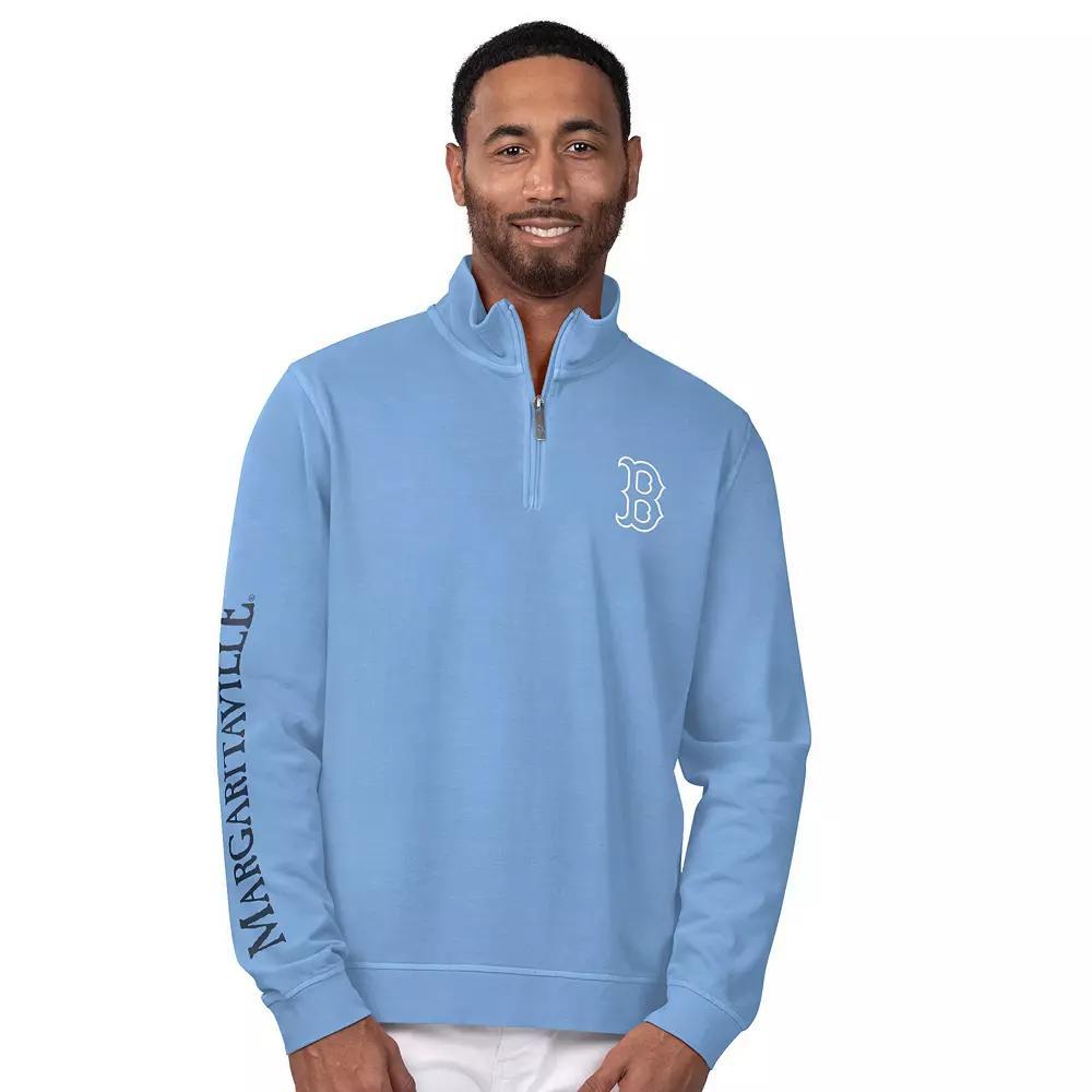 Men's Margaritaville Light Blue Boston Red Sox First Pitch Quarter-Zip Pullover Top, Size: Small Product Image