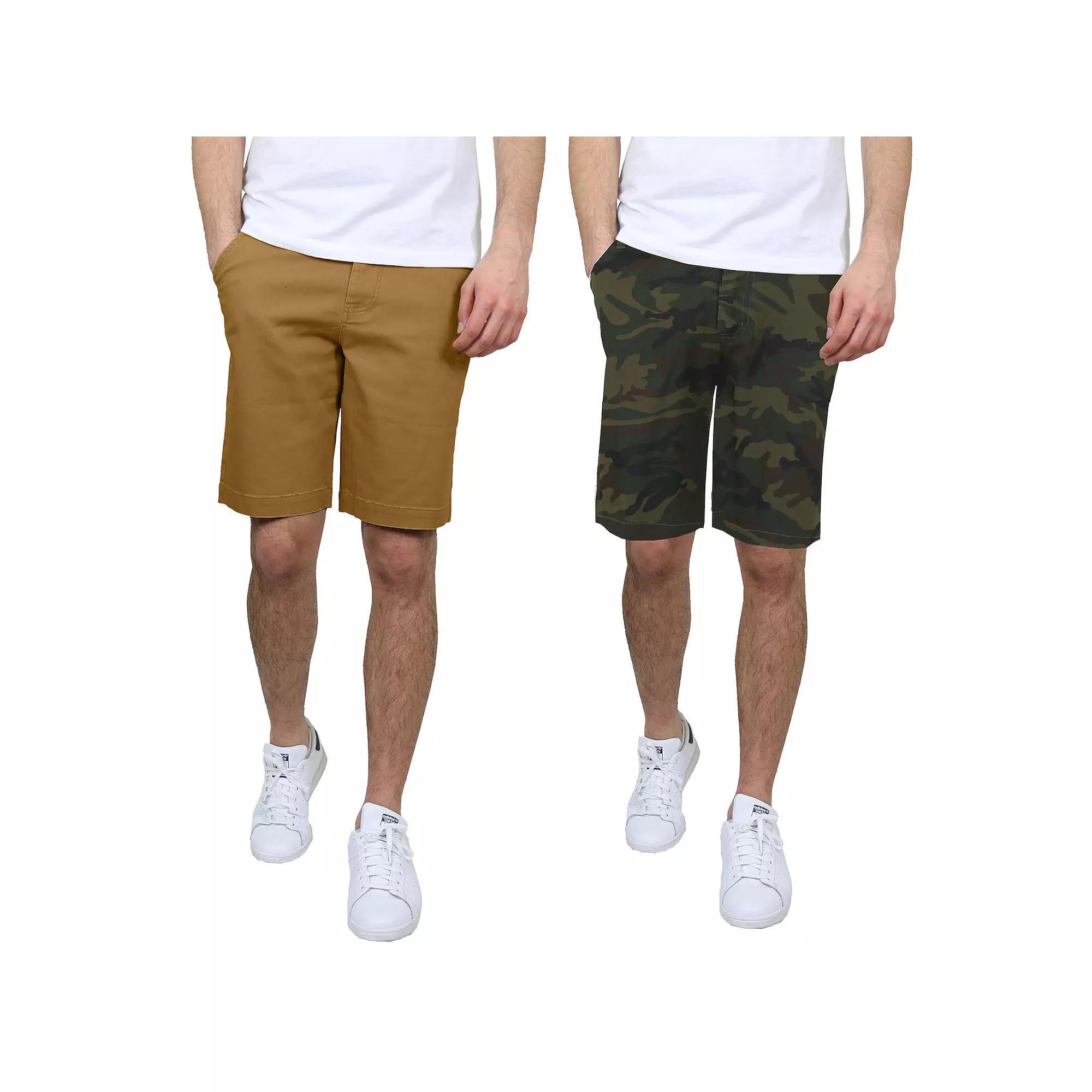 Men's Galaxy 10.5" 5-Pocket Flat-Front Slim-Fit Stretch Chino Shorts 2-Pack, Size: 38, Timber Woodland Product Image