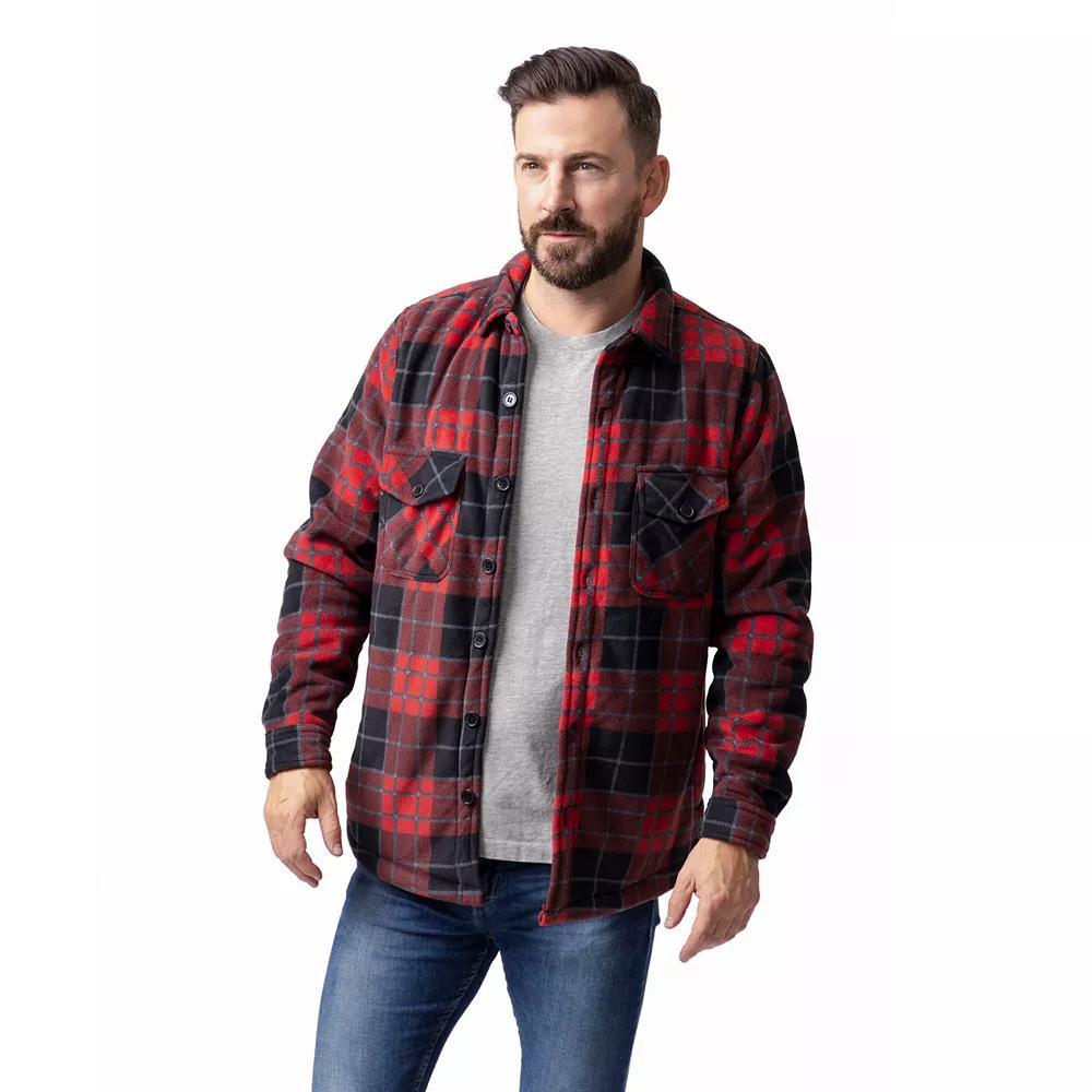 Men's Heat Holders Heatweaver Lined Fleece Shirt Jacket, Size: Large, Red Black Product Image