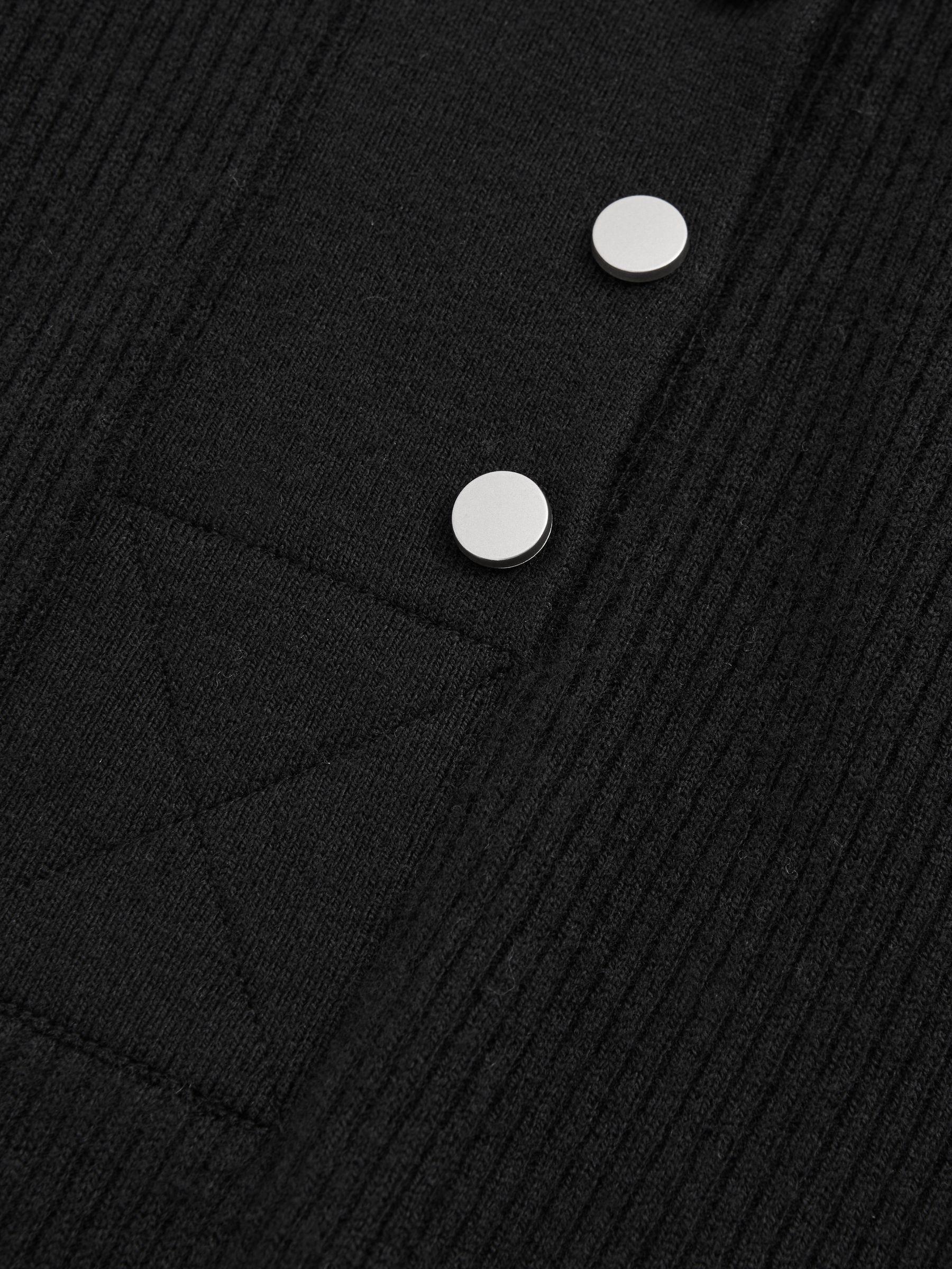 Wool Blend Button Detail Top in Black Product Image