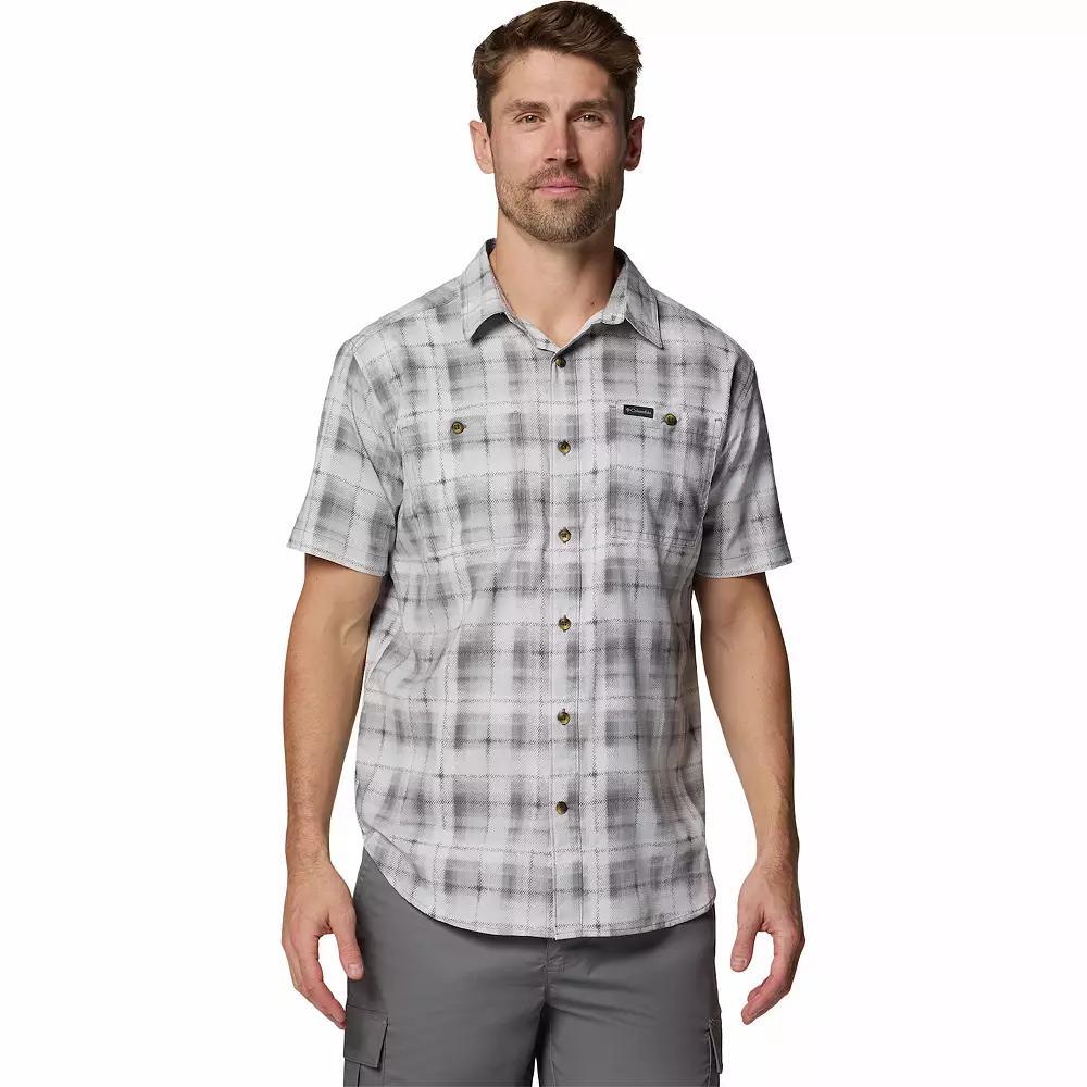 Men's Columbia UPF 40 Utilizer Printed Short Sleeve Button-Down Shirt, Size: XXL, Brown Yarrow Mirage Product Image
