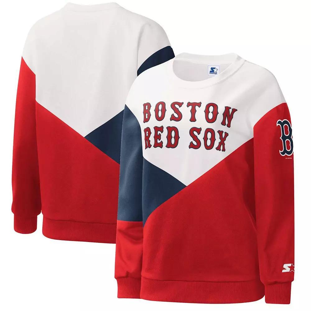 Women's Starter White/Red Boston Red Sox Shutout Pullover Sweatshirt, Size: XS Product Image