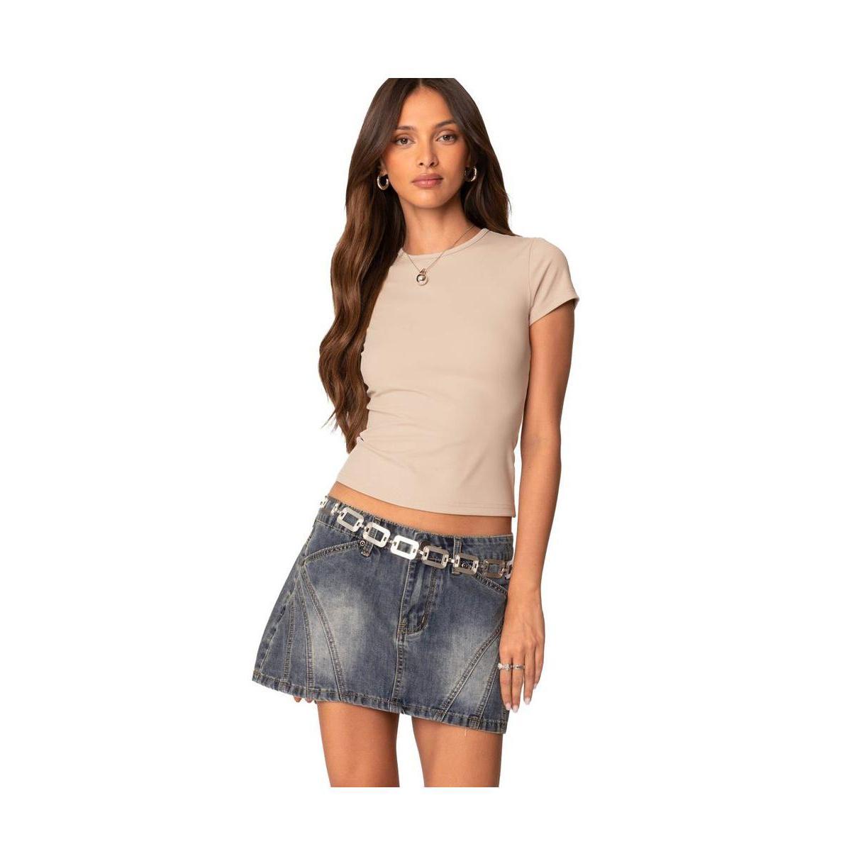 EDIKTED Tay Baby Tee in Light-Blue at Nordstrom, Size X-Small Product Image