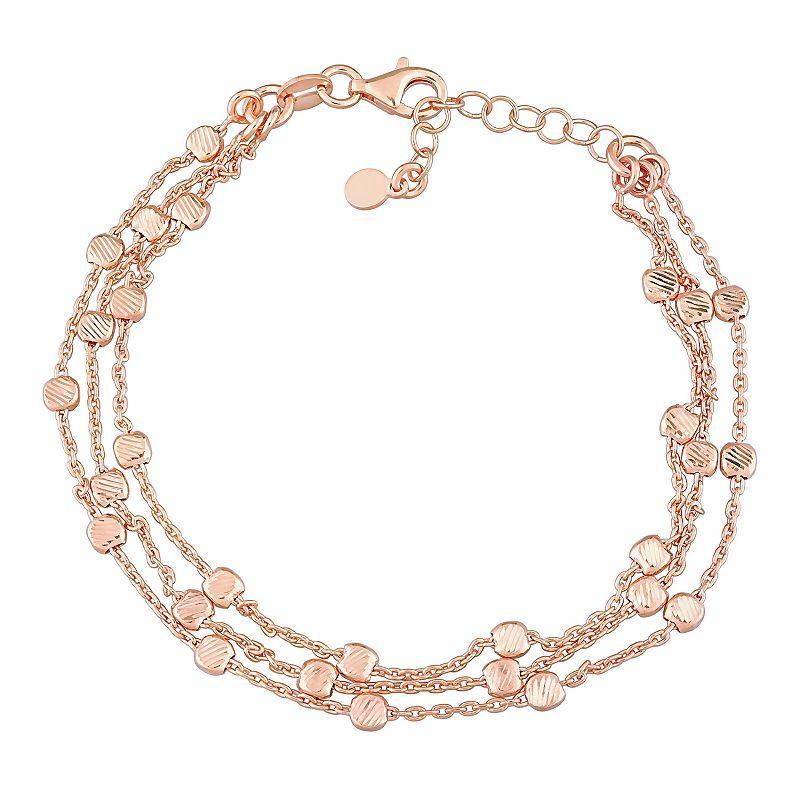 Stella Grace 18k Gold Over Silver Multistrand Chain Bracelet, Women's, Size: 7.5", Rose Gold Tone Product Image