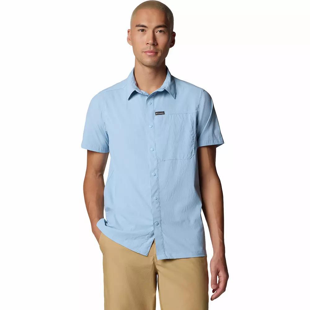Men's Columbia Sage Peak Woven Short Sleeve Shirt, Size: Large, Ripple Blue Product Image