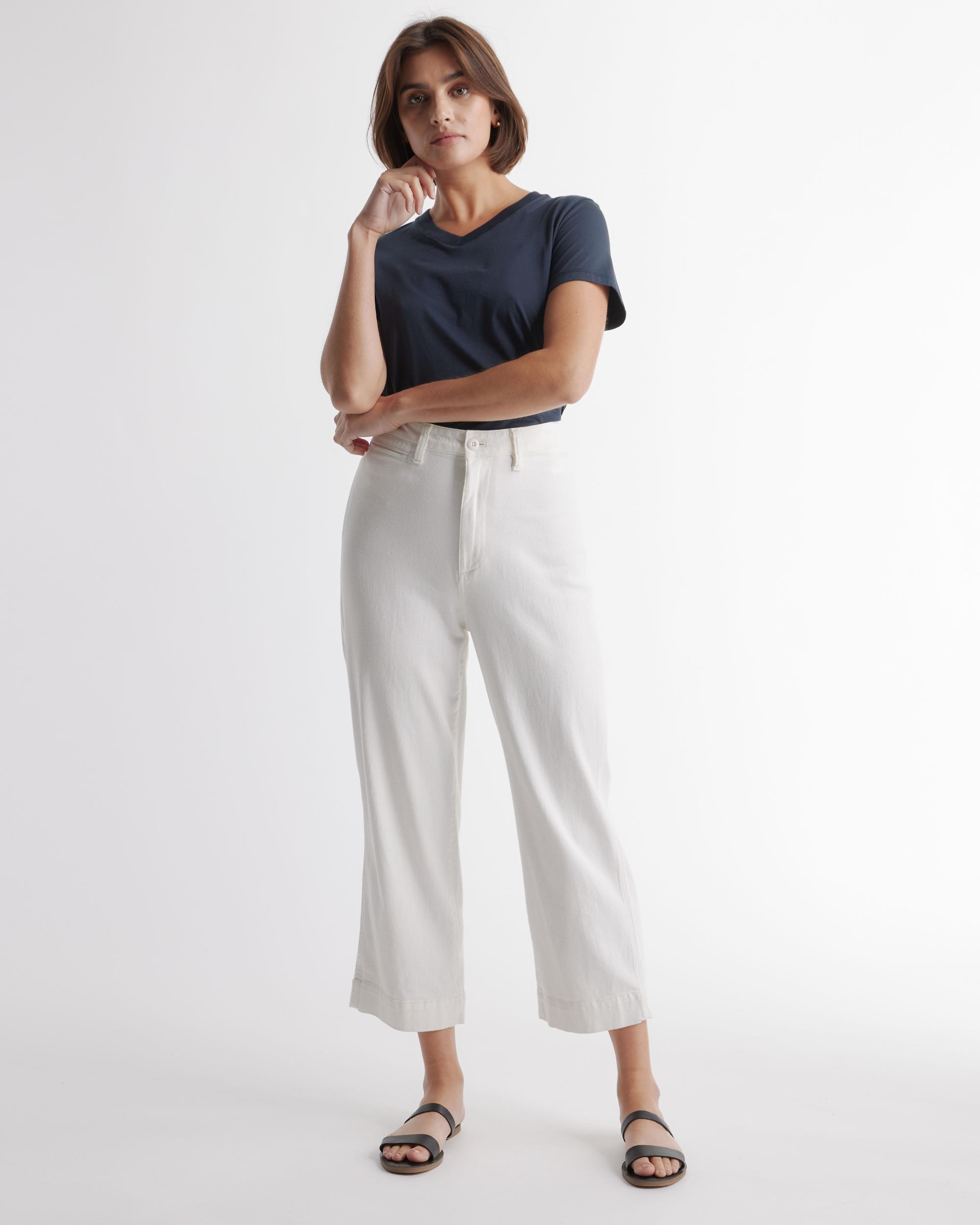 Quince | Women's Cropped Wide-Leg Chino Pants Stretch Cotton Twill Product Image