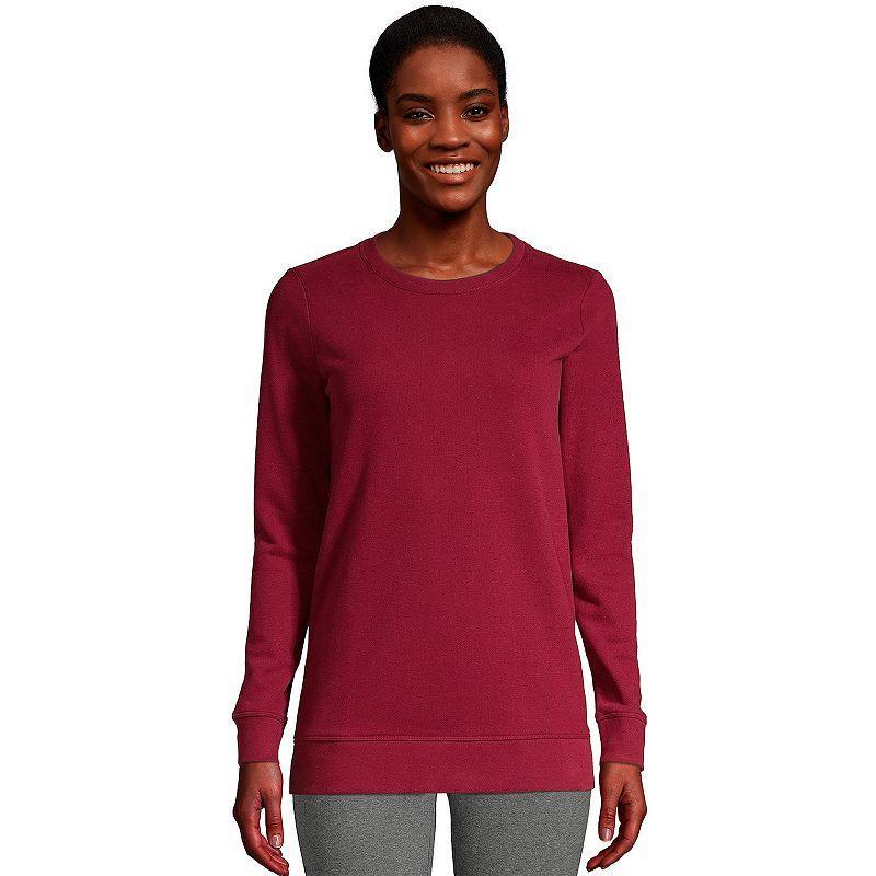 Petite Lands End Serious Sweats Crewneck Sweatshirt Tunic, Womens Rich Red Product Image