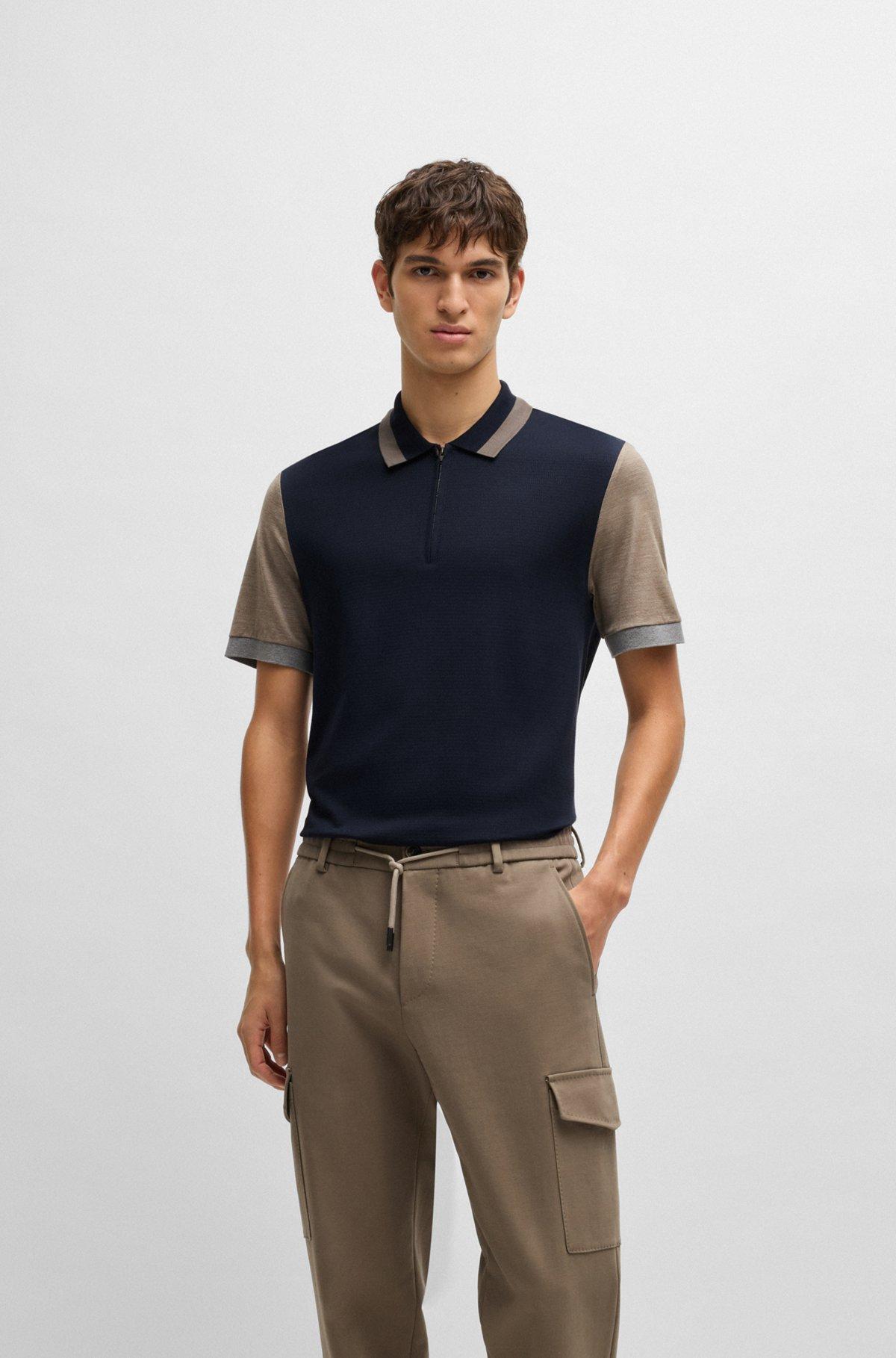 Cotton-silk polo shirt with contrast details Product Image