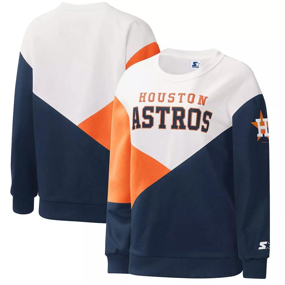 Women's Starter White/Navy Houston Astros Shutout Pullover Sweatshirt, Size: Small Product Image