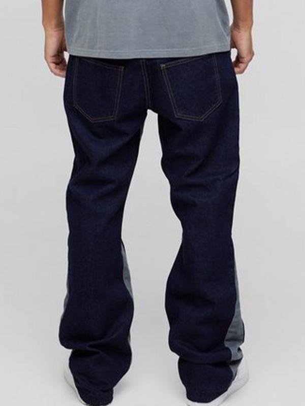 Men's Colour Block Print Loose Jeans Product Image