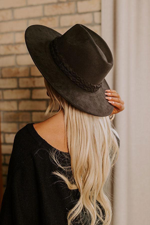 Fall Dreams Faux Suede Fedora in Black Product Image