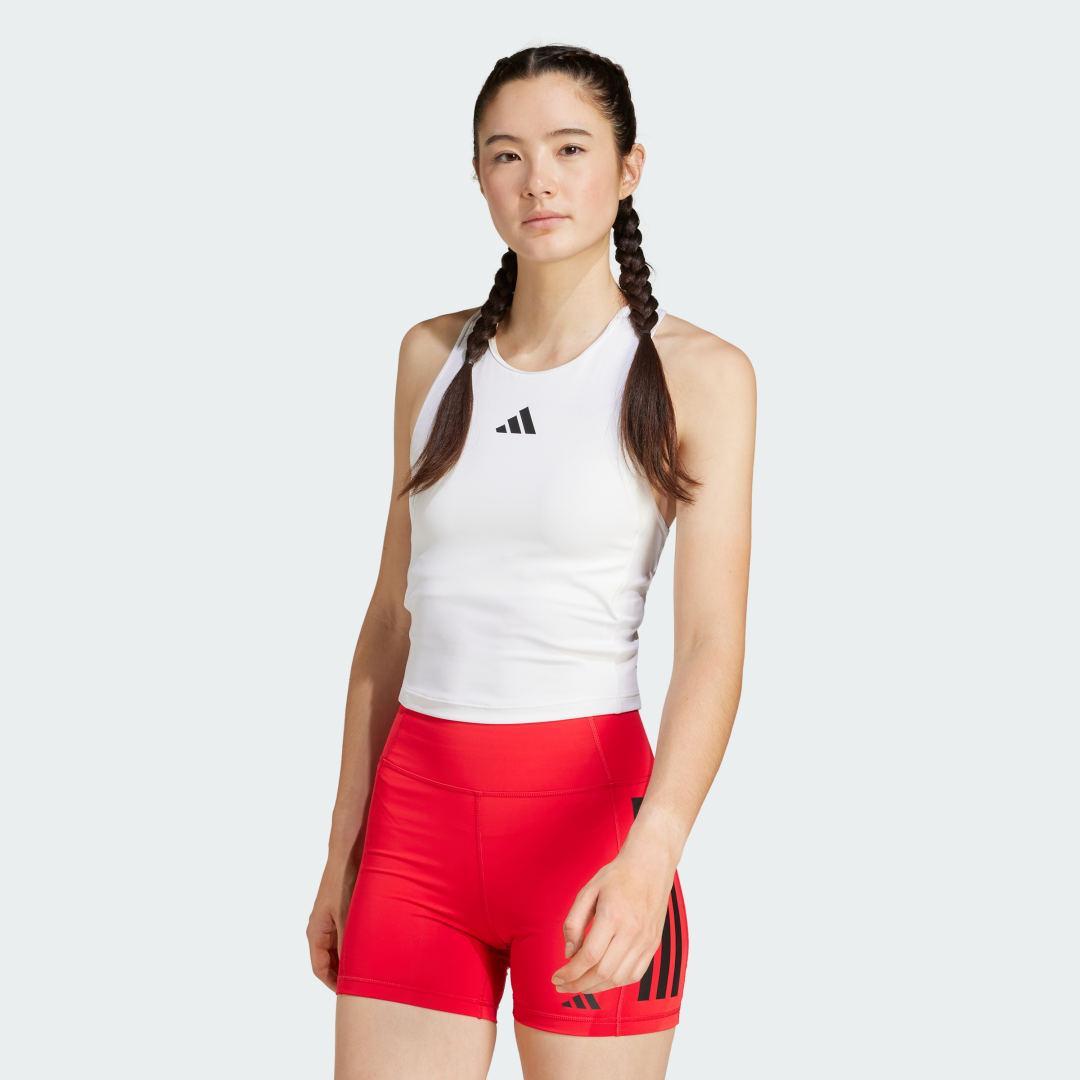 adidas Power 3-Stripes Racerback Bra Tank Top Pure Ruby L Womens Product Image