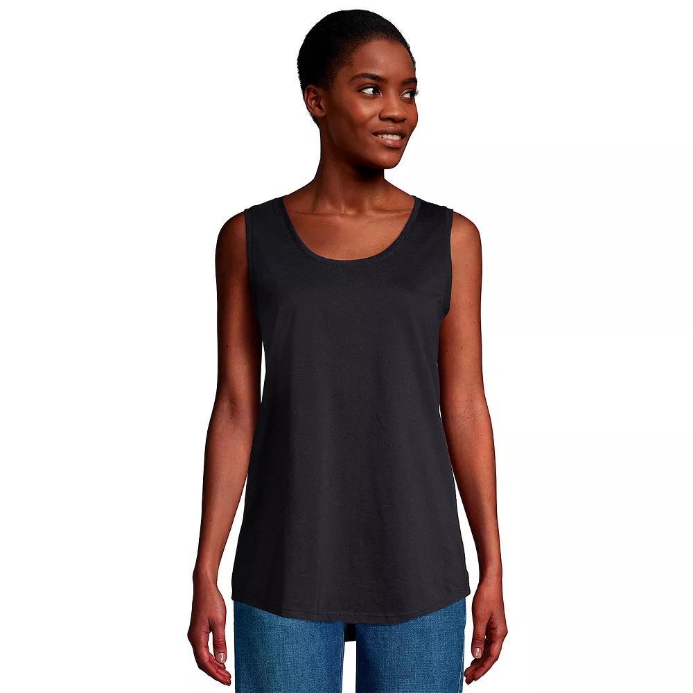 Women's Lands' End Supima Cotton Scoopneck Tunic Tank Top, Size: Small Petite, Black Product Image