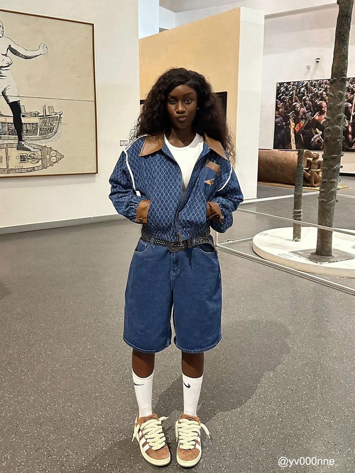 Aelfric Eden Vintage Denim Jacquard Cropped Jacket Product Image