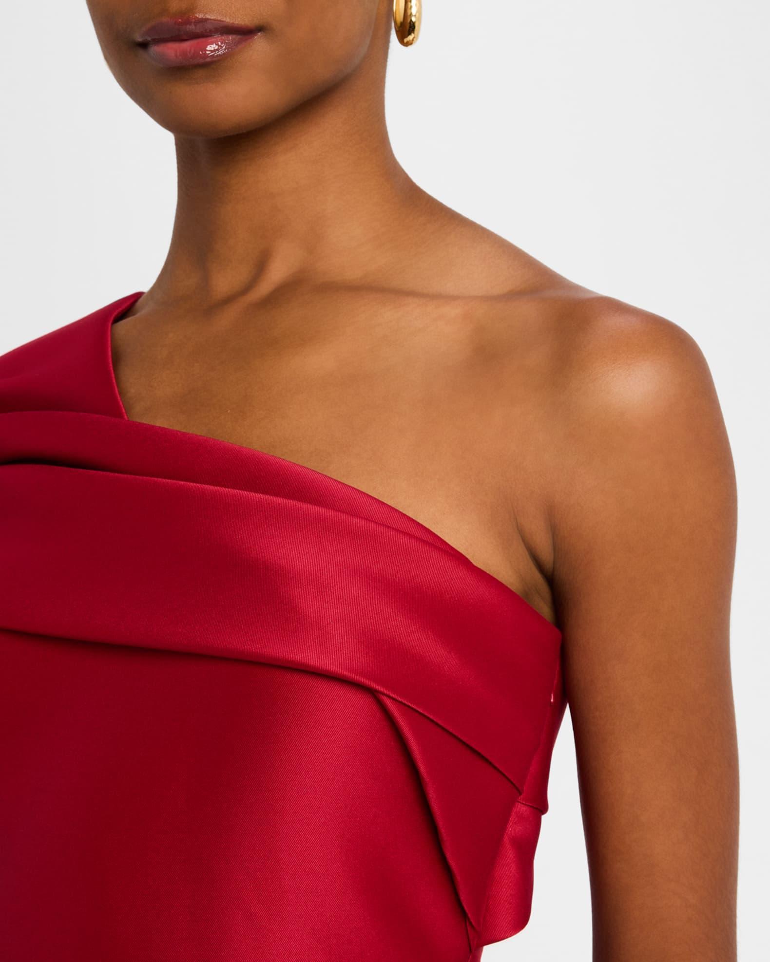 Pleated One-Shoulder Midi Dress Product Image