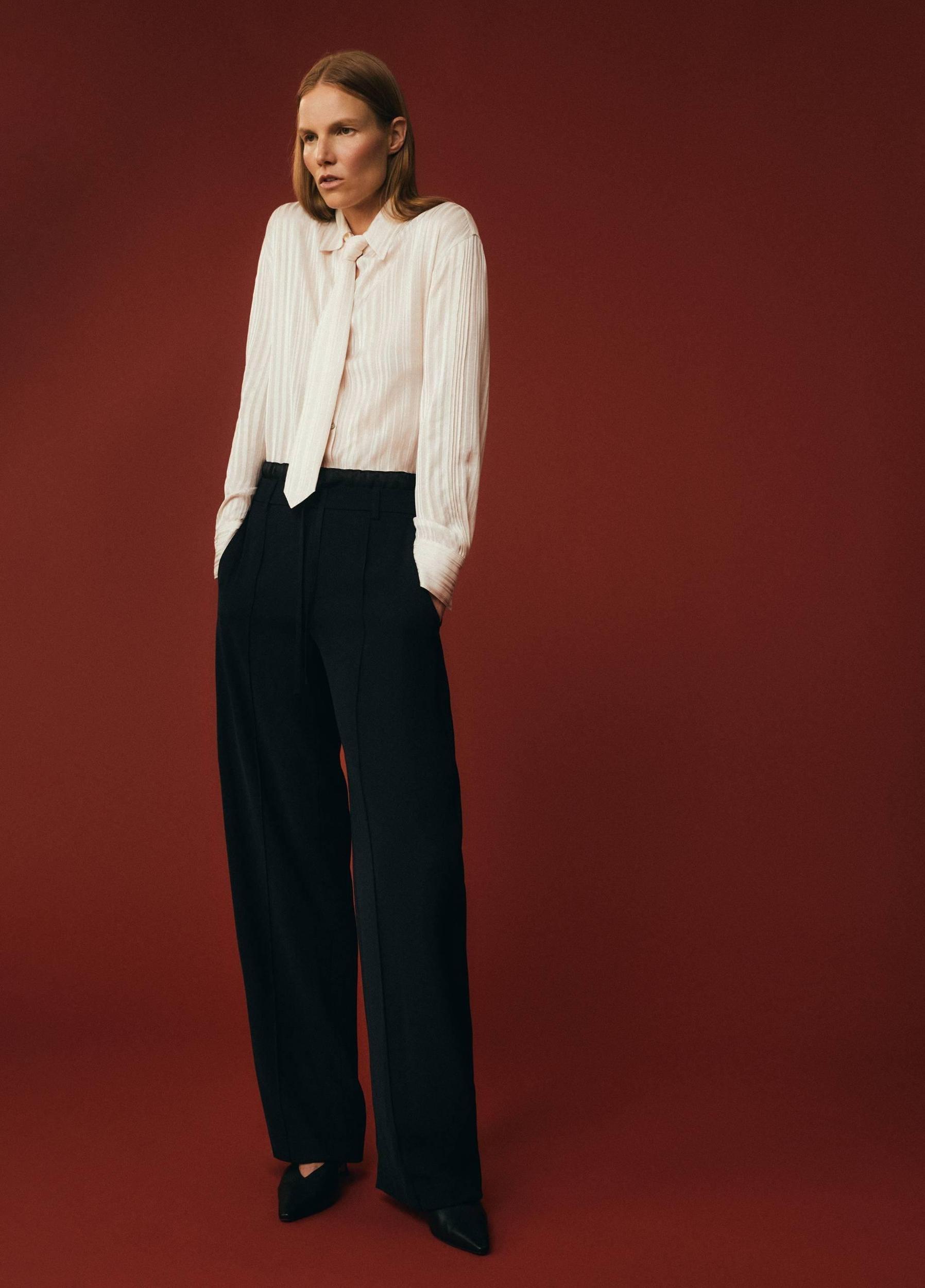 Sheer-Stripe Pintuck Blouse Product Image