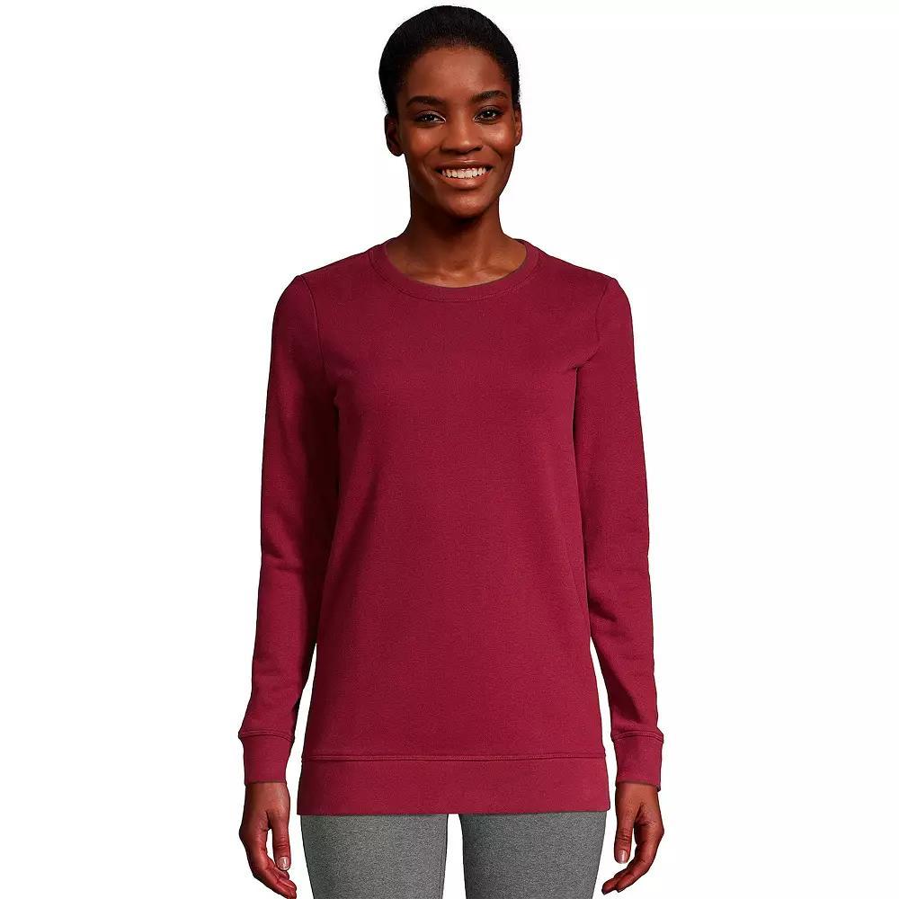 Petite Lands End Serious Sweats Crewneck Sweatshirt Tunic, Womens Rich Red Product Image