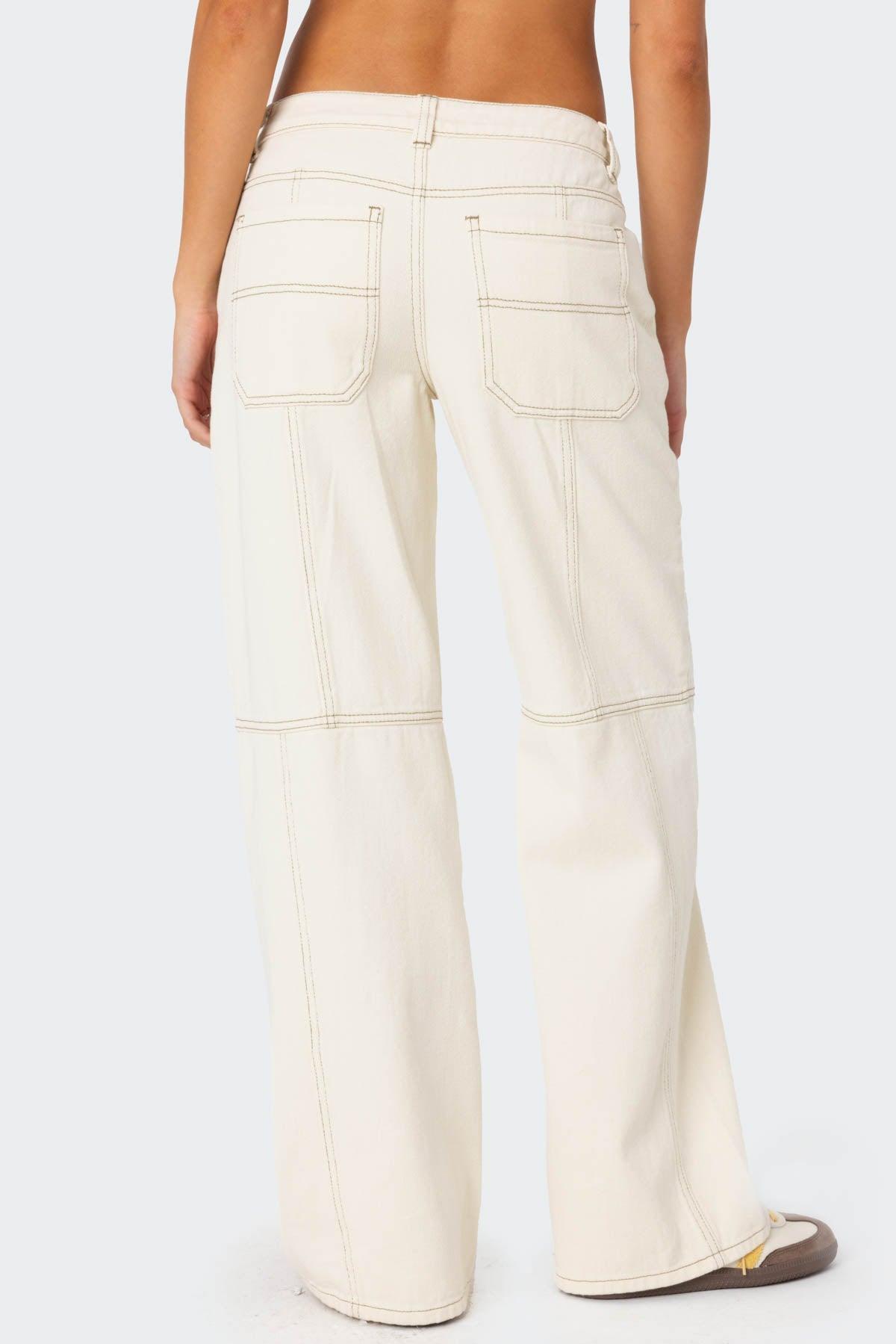 Contrast Stitch Low Rise Jeans Product Image
