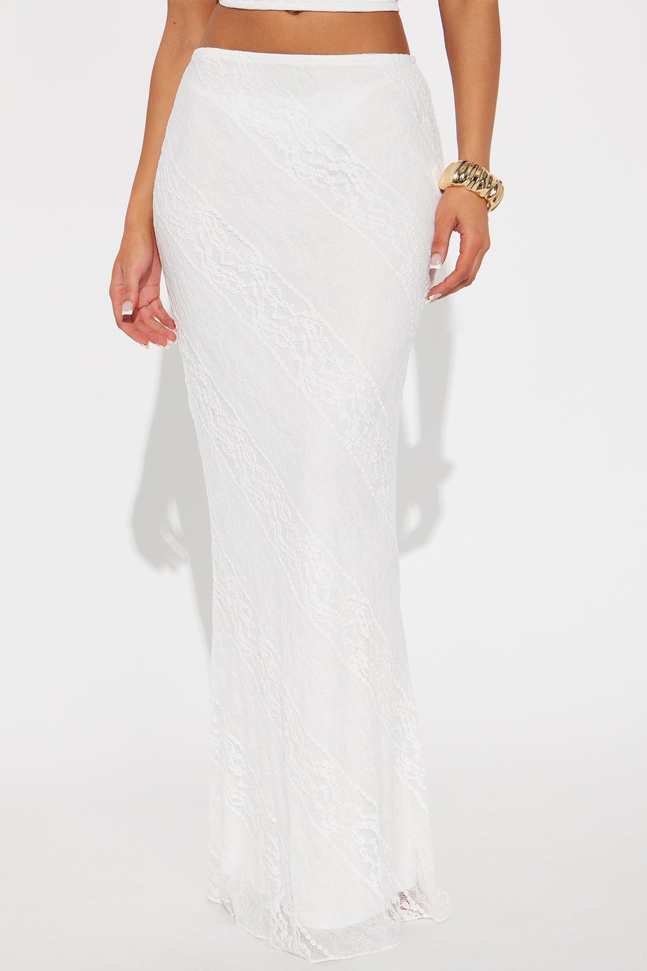 Sweet Sensation Lace Maxi Skirt - Cream Product Image