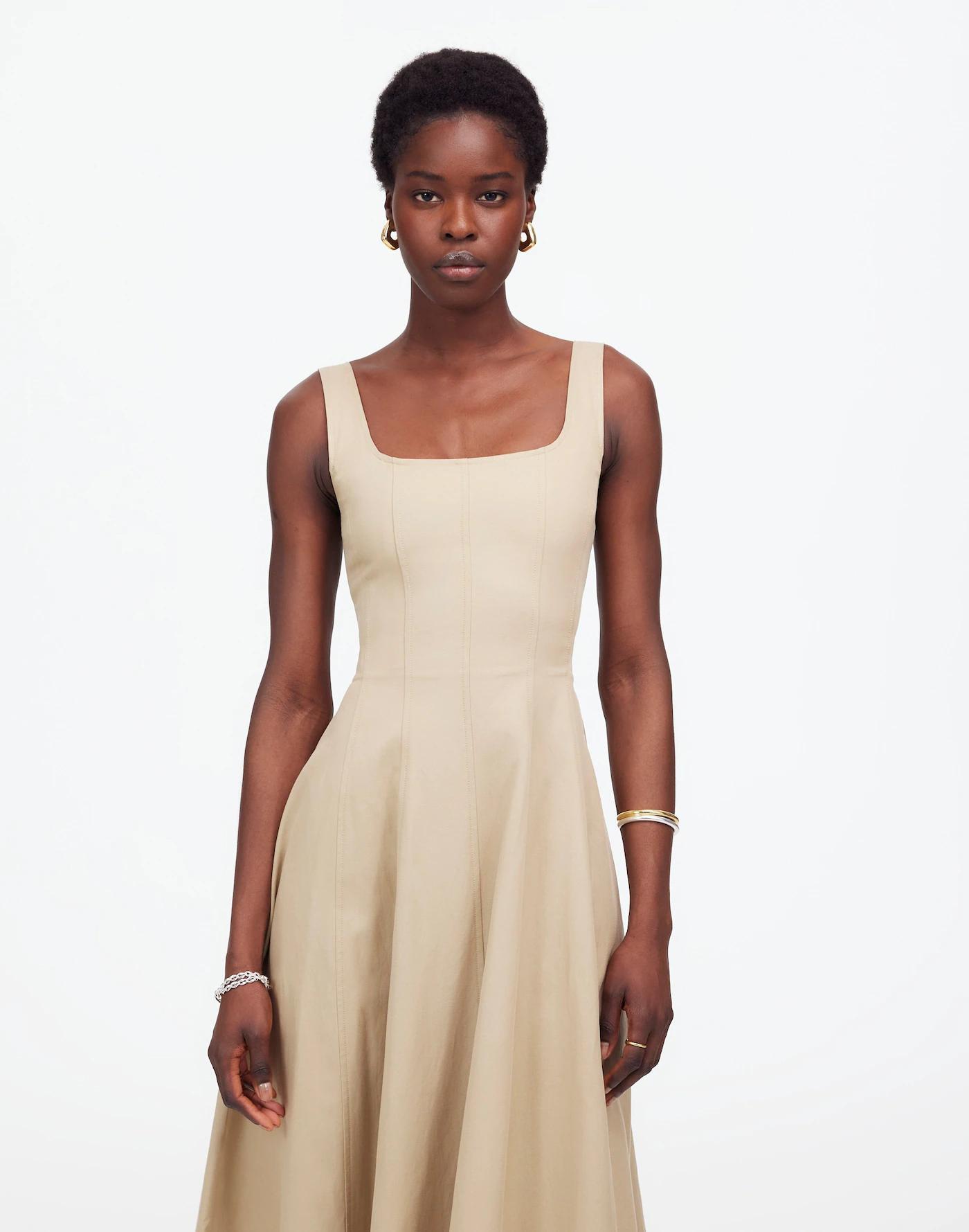 Seamed Squareneck Midi Dress Product Image