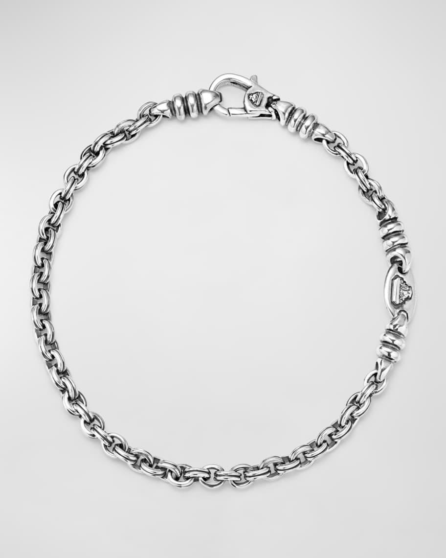 Lagos Mens Sterling Silver Anthem Double Link Caviar Chain Bracelet - Exclusive Product Image