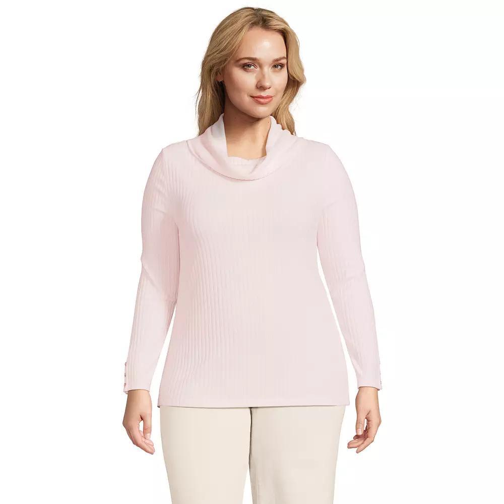 Plus Size Lands' End Long Sleeve Wide Rib Turtleneck, Women's, Size: 3XL, Pale Petal Product Image