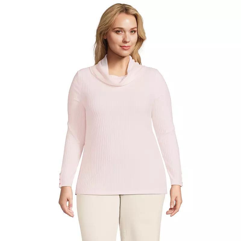 Plus Size Lands' End Long Sleeve Wide Rib Turtleneck, Women's, Size: 3XL, Pale Petal Product Image