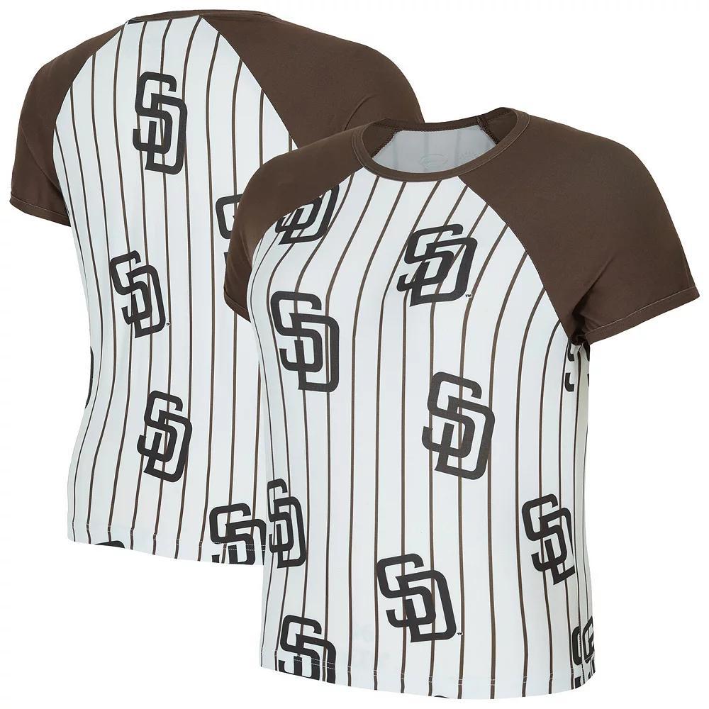 Women's Concepts Sport  White San Diego Padres Outbound Pinstripe Raglan T-Shirt, Size: 2XL Product Image