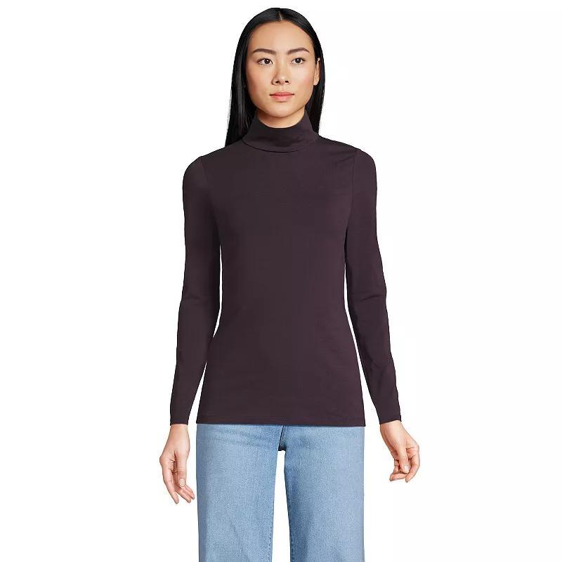 Womens Lands End Lightweight Fitted Turtleneck Radiant Blue Product Image