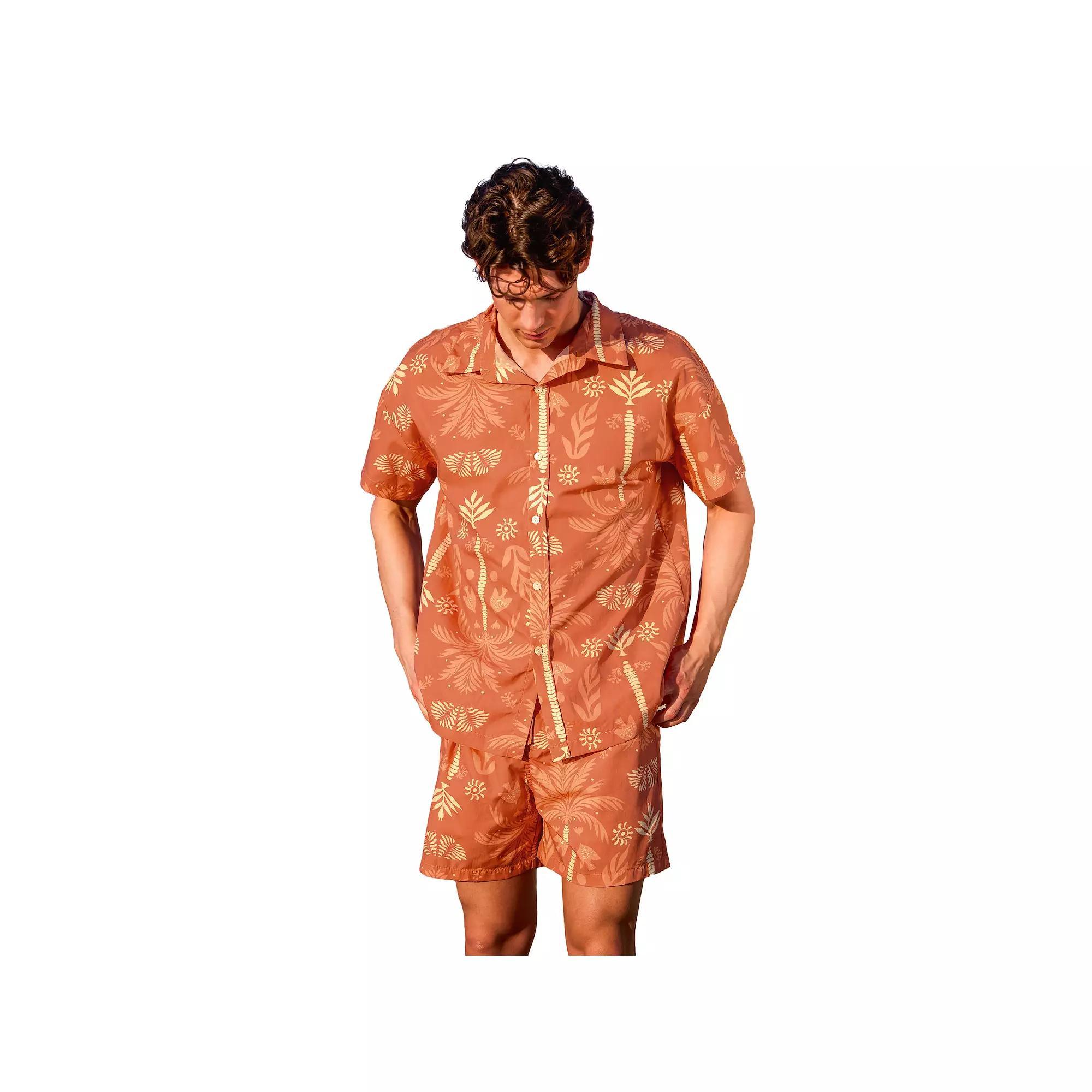 Men's Cupshe Terracotta Vibes Tropical Shirt, Size: Large, Brown Product Image