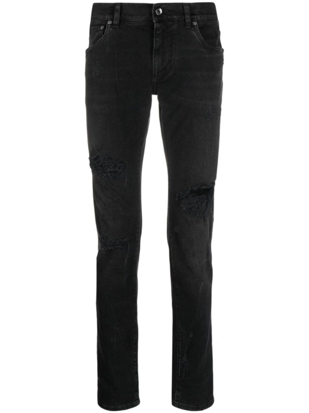 Distressed Skinny Jeans In Black Product Image