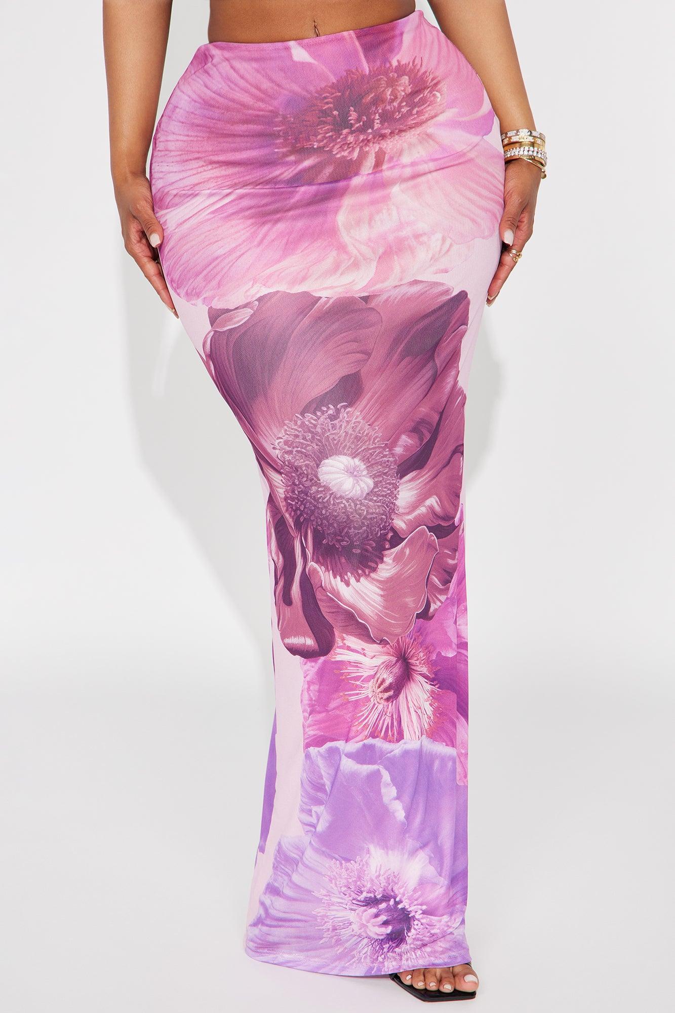 Take A Breath Mesh Maxi Skirt - Purple/combo Product Image