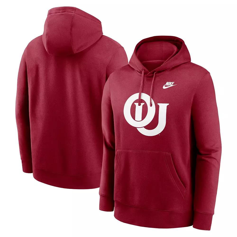 Men's Nike Crimson Oklahoma Sooners Legacy Logo Club Fleece Pullover Hoodie, Size: Small, Red Product Image