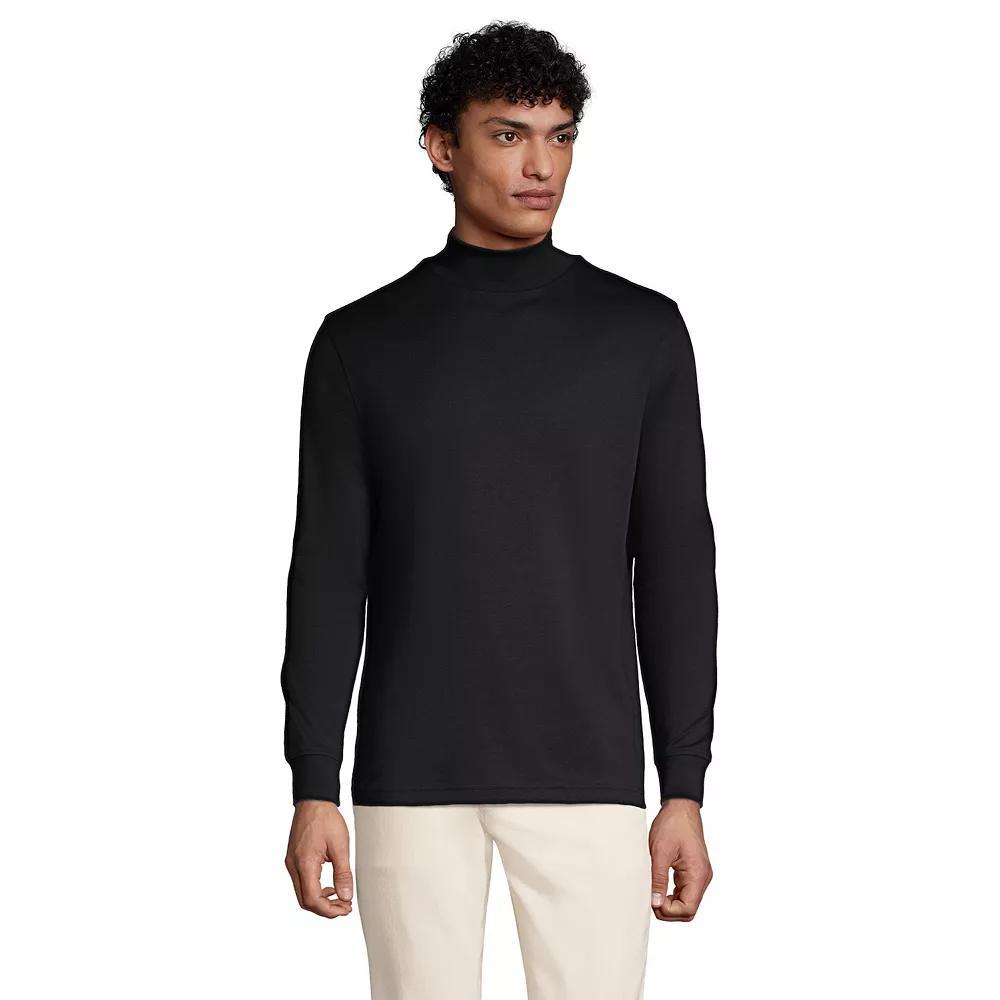 Big & Tall Lands End Super Soft Supima Mock Turtleneck, Mens Dk Grey Heather Product Image