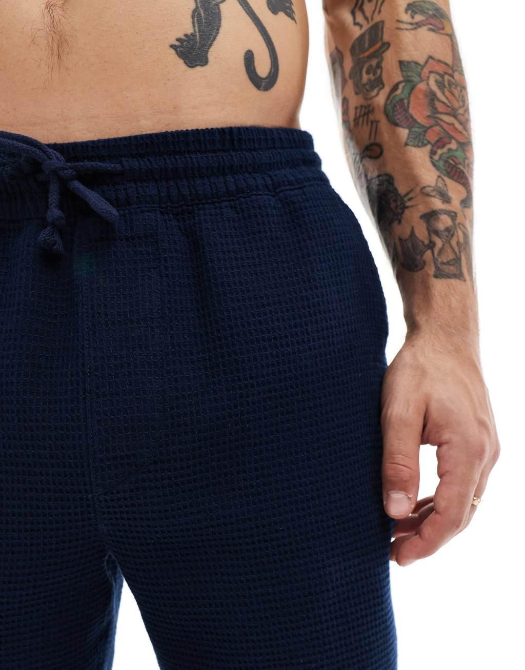 ONLY & SONS waffle shorts in navy - part of a set Product Image
