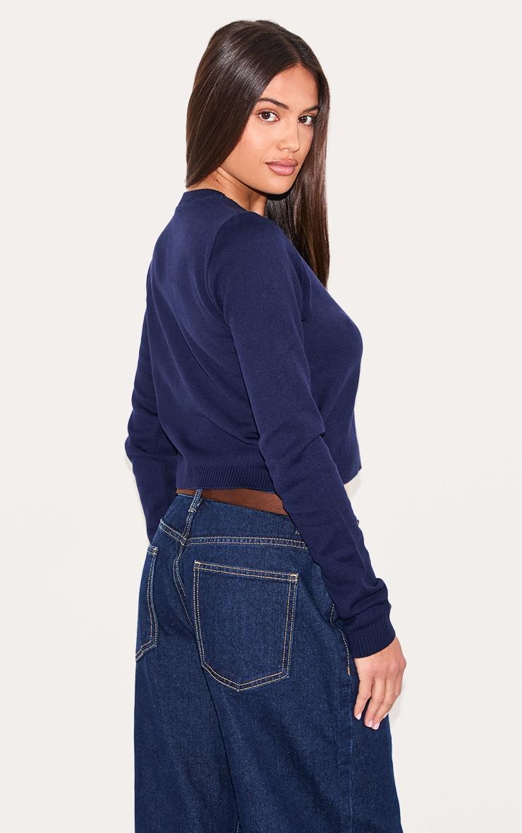 Navy Basic Button Up Knit Cardigan Product Image